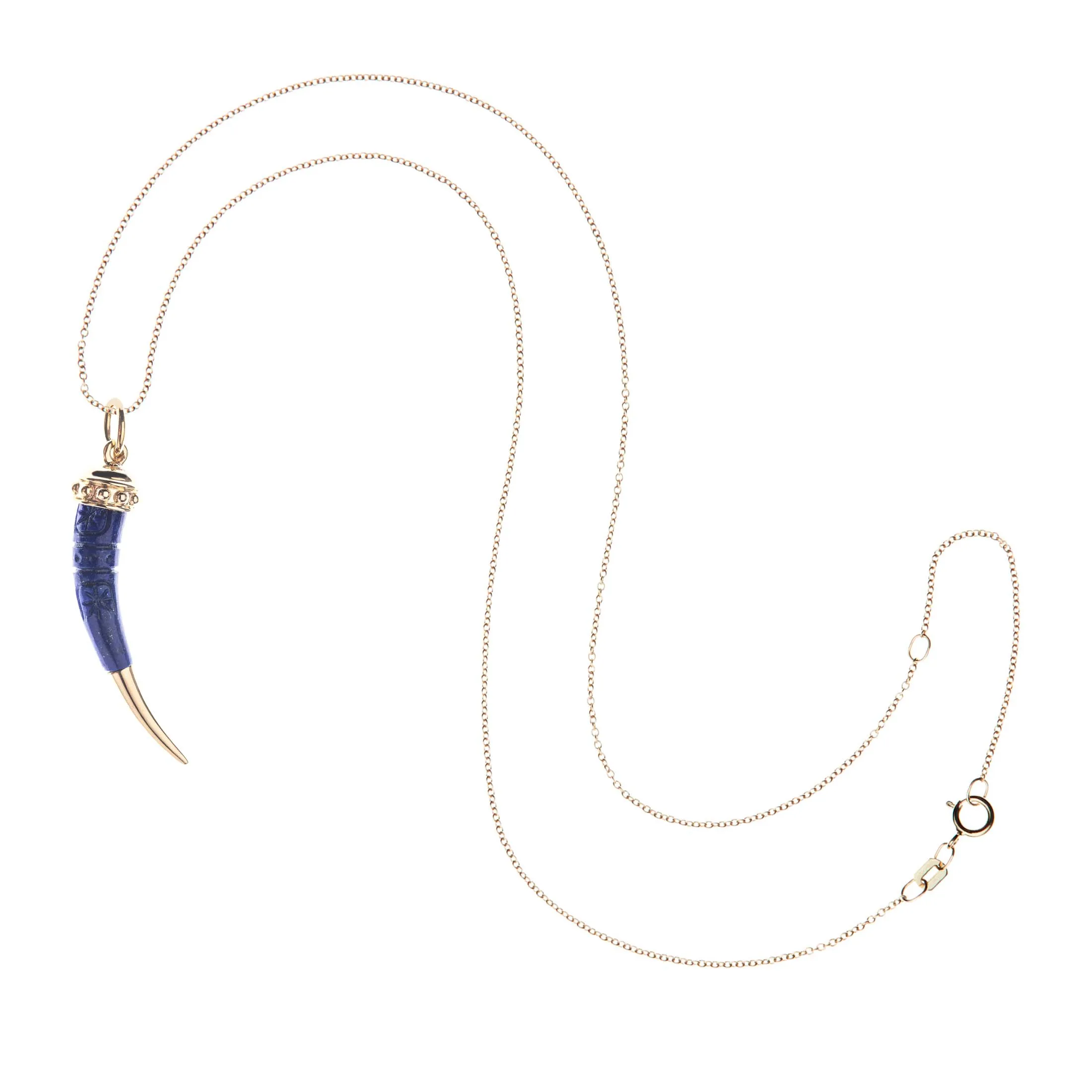 PROTECT Carved Lapis Tusk in Solid Gold