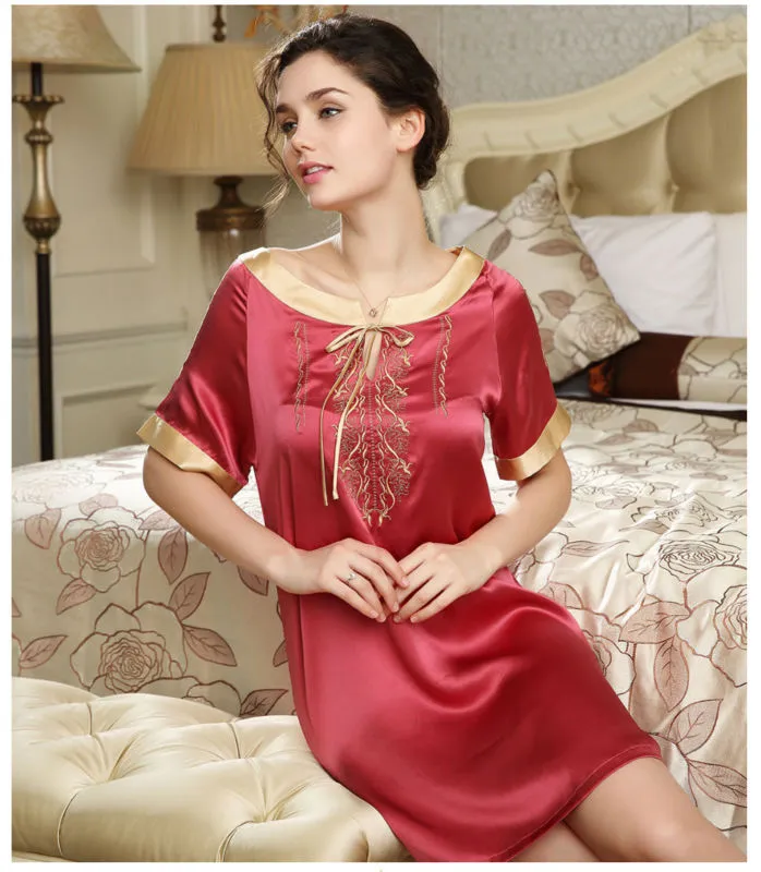 pure silk nightgowns women Sexy sleepwear Home dresses SILK nightdress