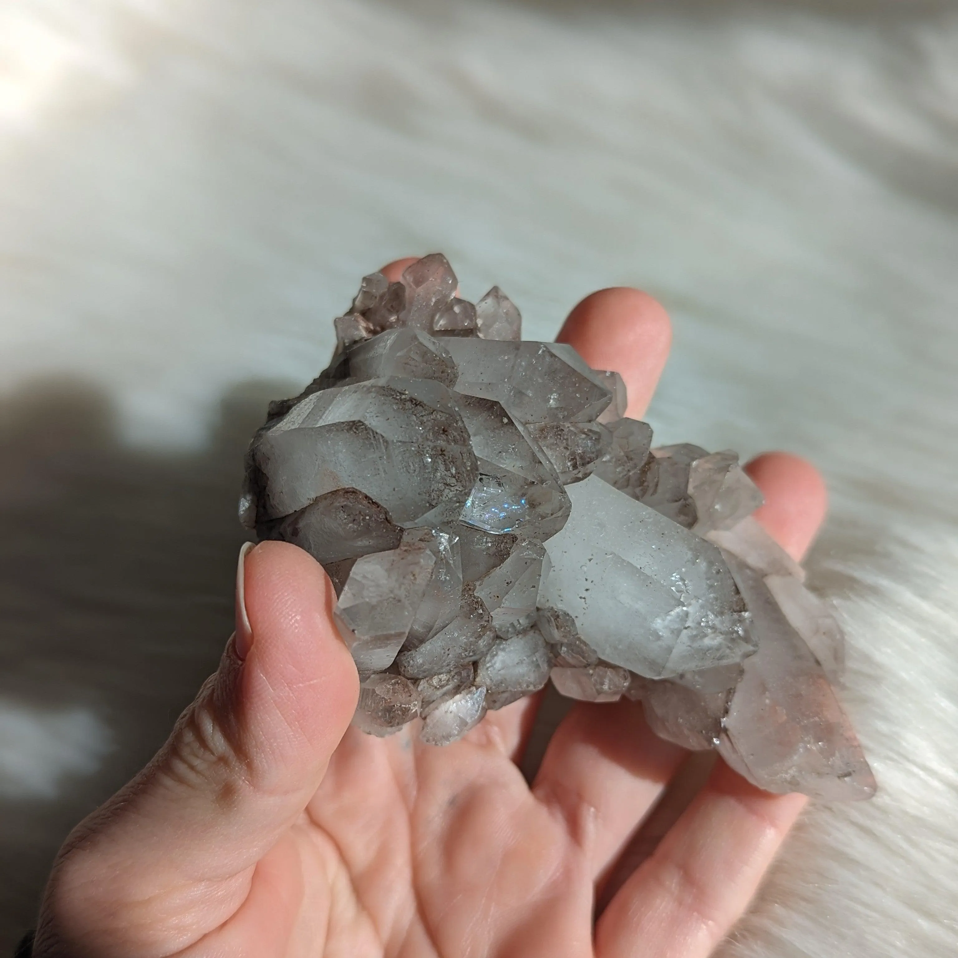 Quartz Cluster with an AMAZING Rainbow inclusion!