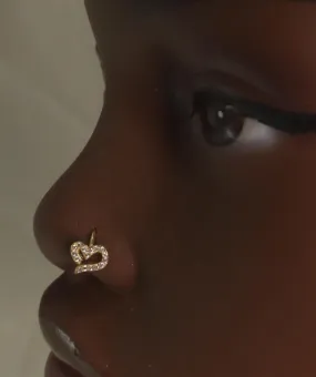 Rich Heart Nose Hoop Piercing