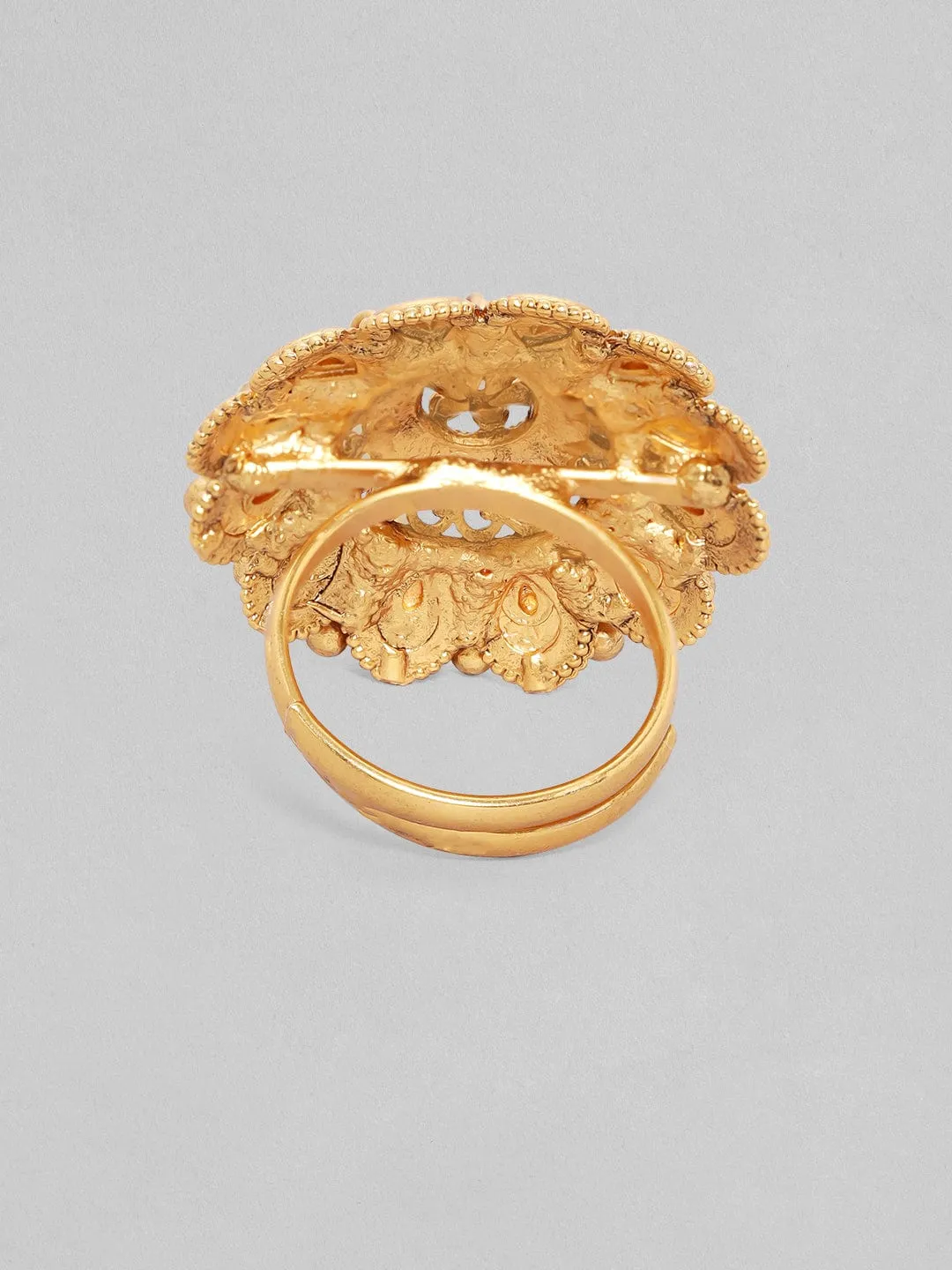 Rubans Luxury 22K Pure Gold Plated Tiny Ghungroo Detailed Temple Ring.