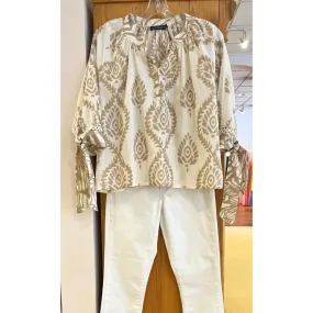 Sand & White Batik Print Top