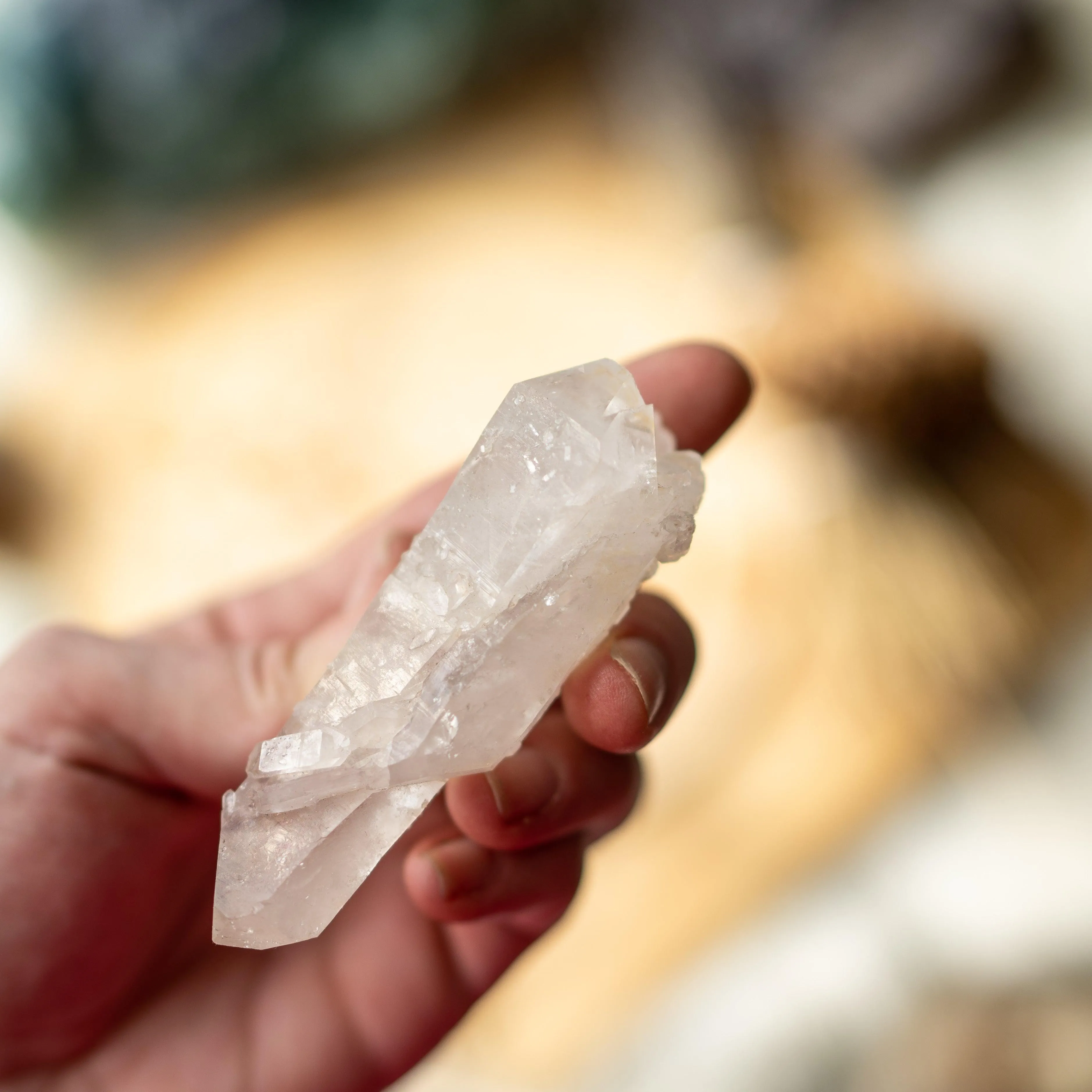 Self Healed, Elestial Natural Double Terminated Clear Quartz Specimen from Brazil~ Unique Wand Shape