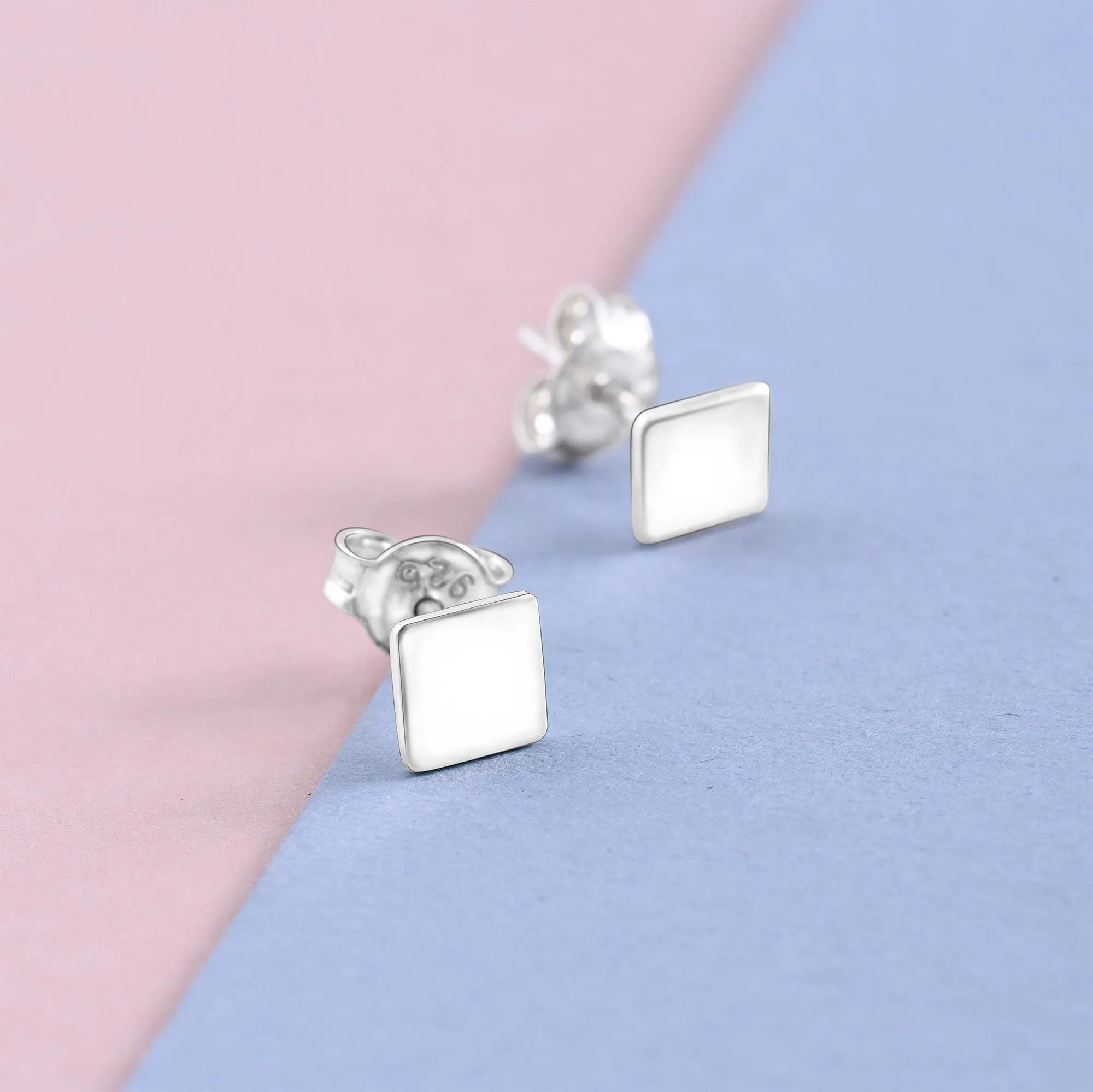 Simple Square Earrings Studs Sterling Silver