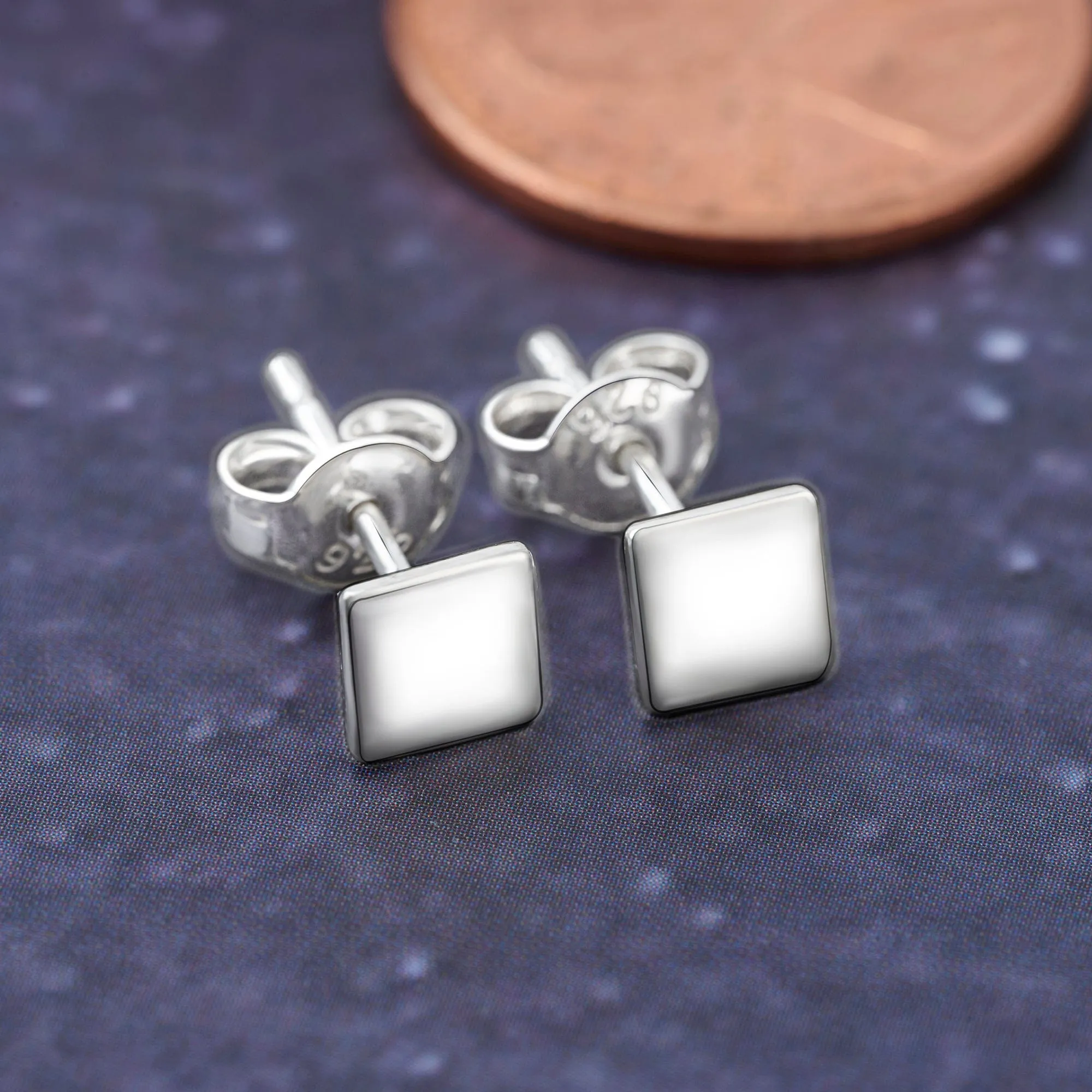 Simple Square Earrings Studs Sterling Silver