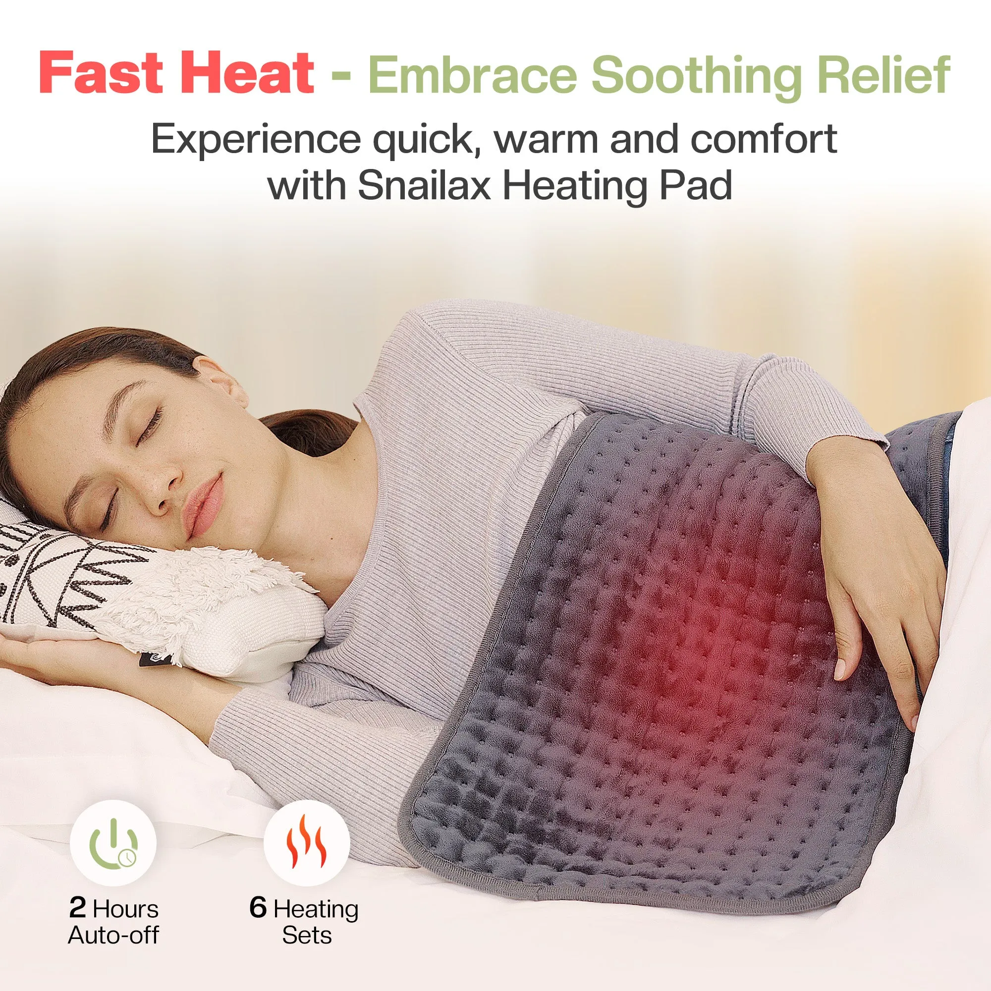 Snailax Electric Heating Pad for Back & Multiple Body Parts Pain Relief - SL-019M3-G