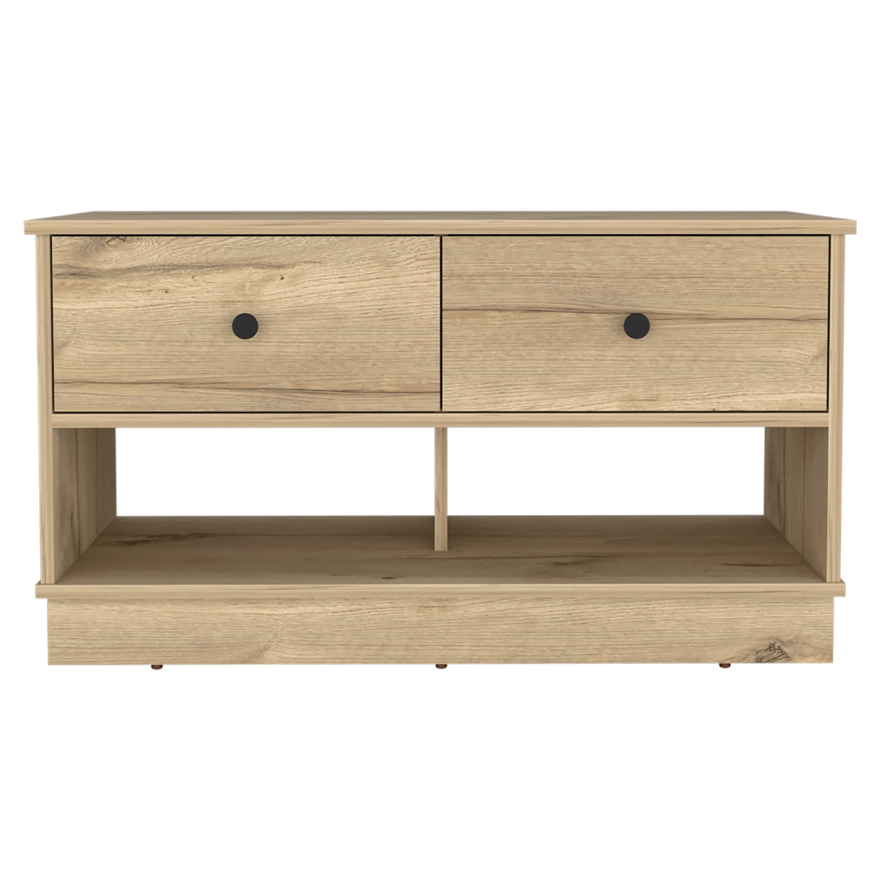 Storage Bench Beji Lower Shelf Two Drawers Light Oak