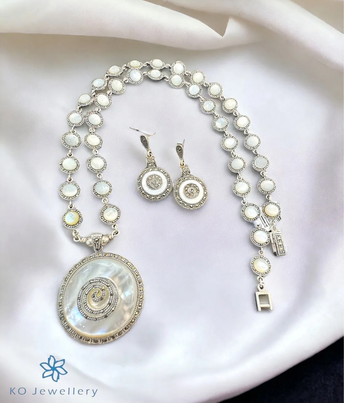 The Circle Silver Marcasite Necklace & Earrings