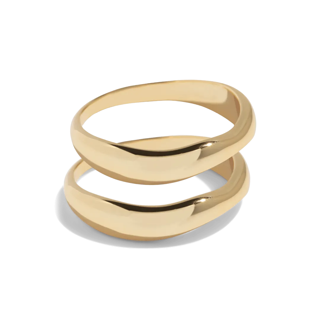 THE DOUBLE TROUBLE SET - Solid 14k yellow gold