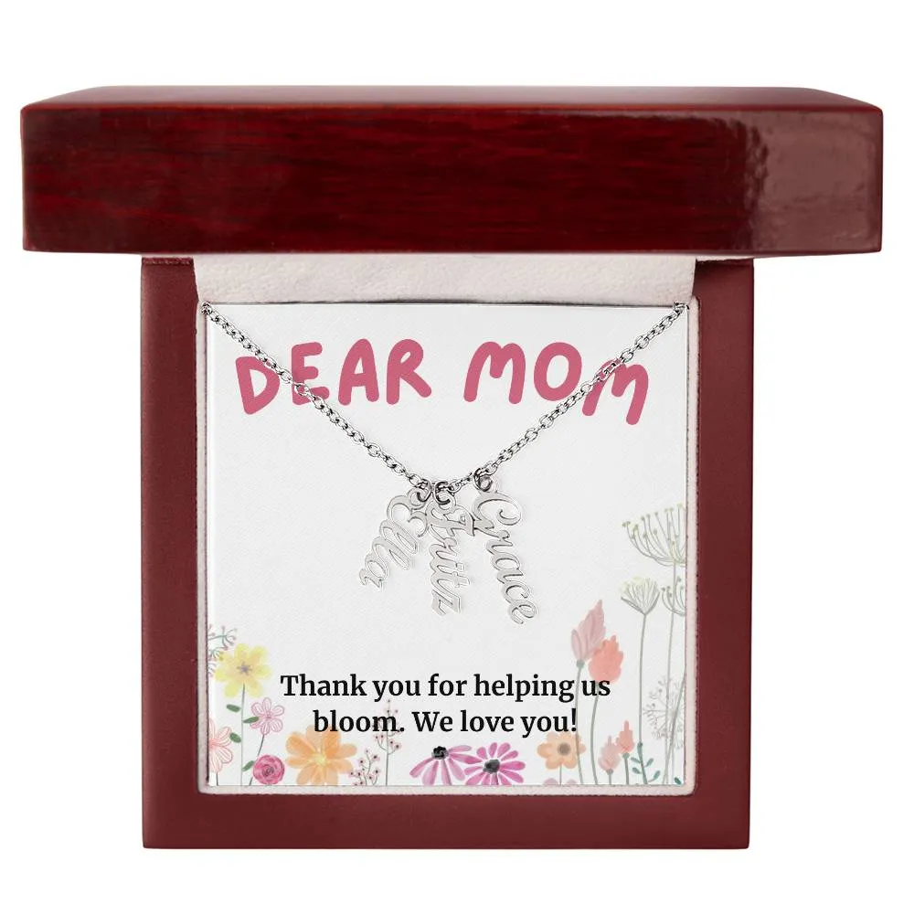 To Mom Gift, Thank You For Helping Us Bloom, Custom Multi Children Name Necklace