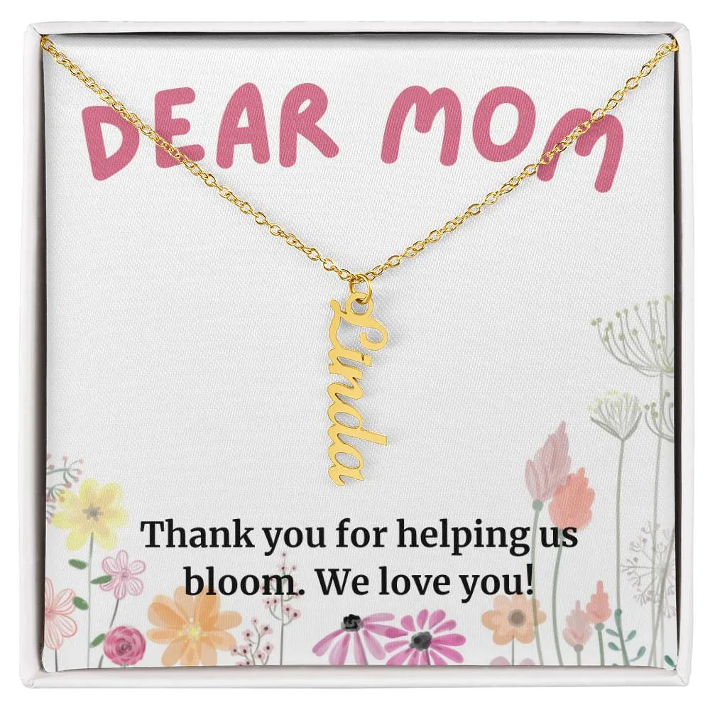 To Mom Gift, Thank You For Helping Us Bloom, Custom Multi Children Name Necklace