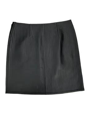 Worth Black Leather Size 10 Stripe Skirt