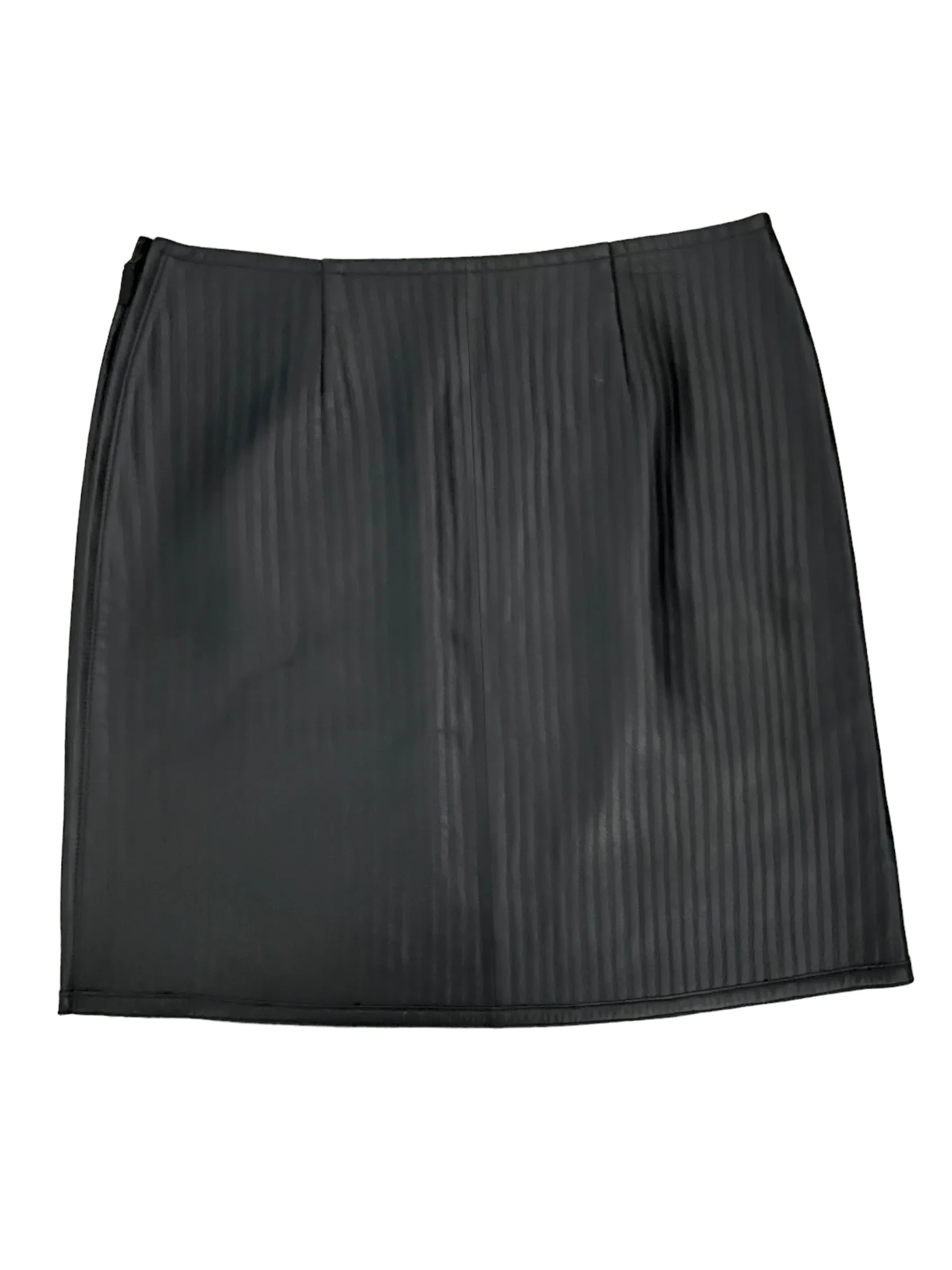 Worth Black Leather Size 10 Stripe Skirt