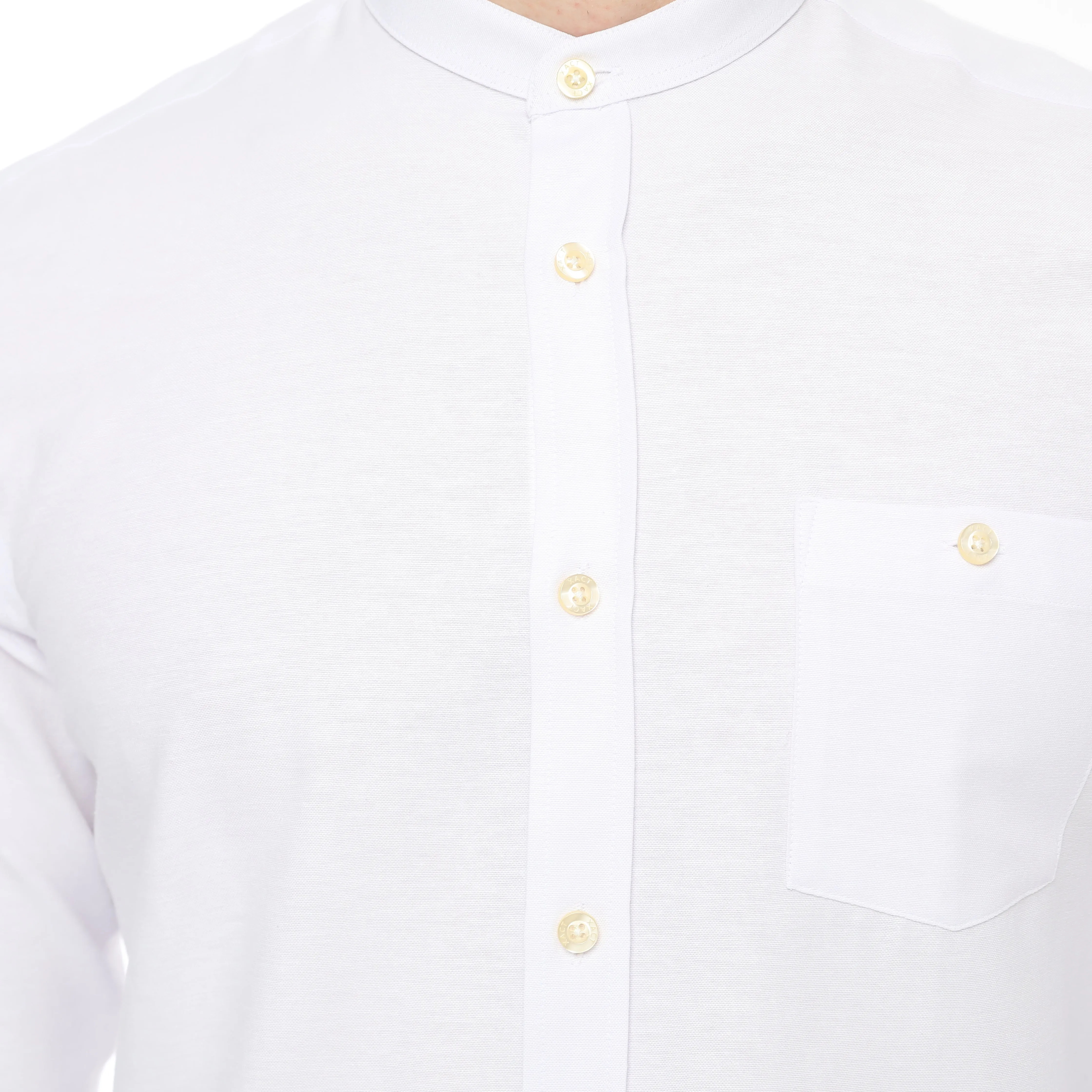 Xact Mens Grandad Collar Nehru Oxford Shirt 'Gustus' Long Sleeved - Slim Fit