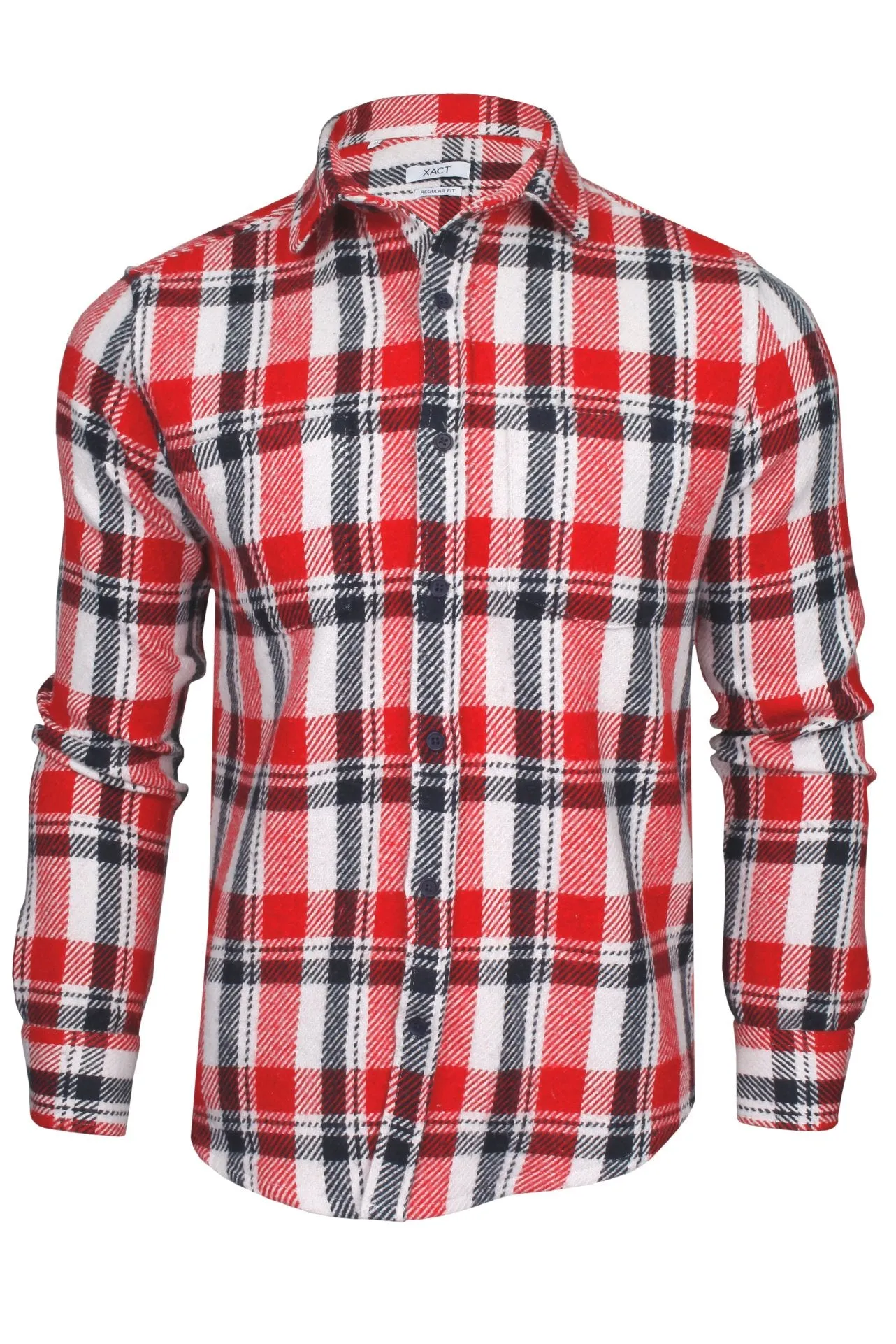 Xact Mens Heavy Flannel Plaid Check Lumberjack Over Shirt  Long Sleeved