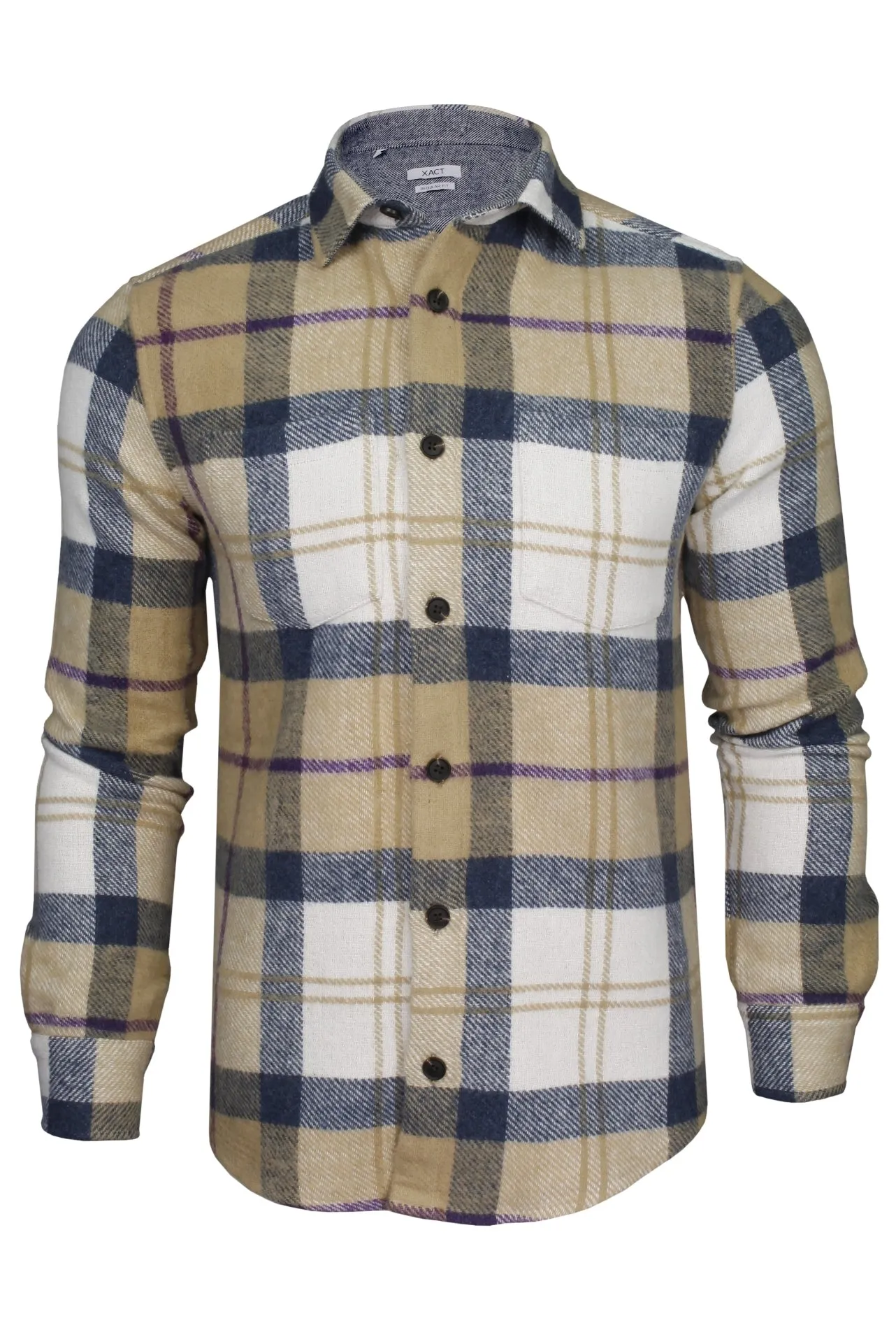 Xact Mens Heavy Flannel Plaid Check Lumberjack Over Shirt  Long Sleeved